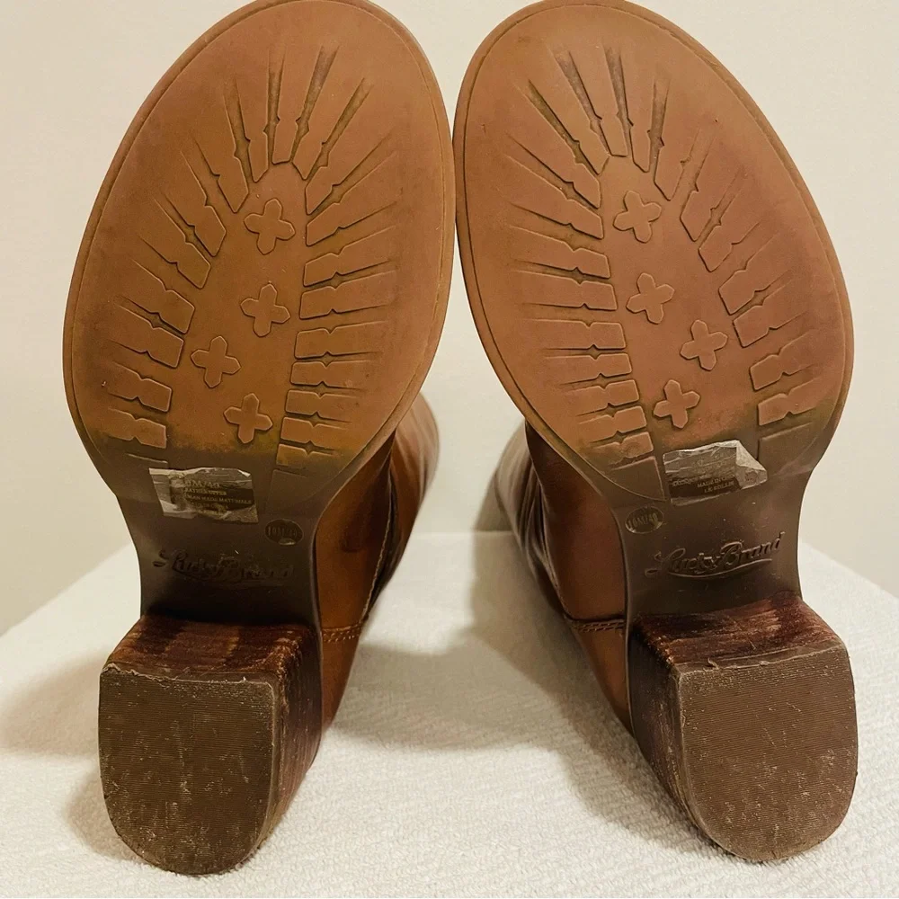 SOLD-Lucky Brand Rollie Boots Leather Equestrian Brown Riding Tall Boots Size 10 - Picture 7 of 16
